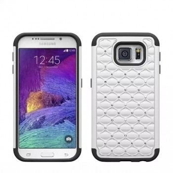 Двухкомпонентный чехол силикон/поликарбонат со стразами для Samsung Galaxy S6 Белый
