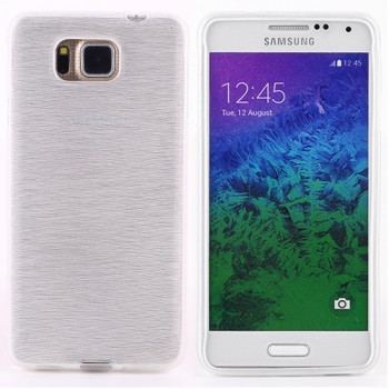 Силиконовый полупрозрачный чехол текстура Металл для Samsung Galaxy Alpha Белый