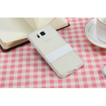 Двухкомпонентный силиконовый чехол с пластиковым бампером-подставкой для Samsung Galaxy Alpha Белый
