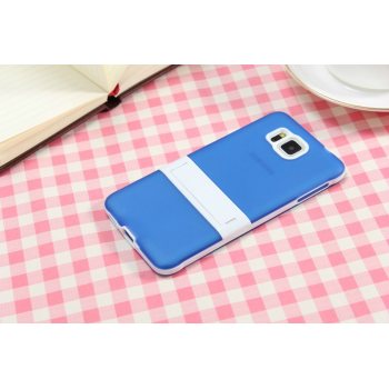 Двухкомпонентный силиконовый чехол с пластиковым бампером-подставкой для Samsung Galaxy Alpha Синий