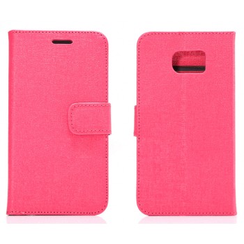 Чехол портмоне подставка с защелкой текстура Ткань для Samsung Galaxy S6 Пурпурный