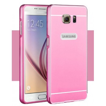 Двухкомпонентный чехол с металлическим бампером и поликарбонатной накладкой для Samsung Galaxy S6 Розовый