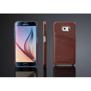 Дизайнерский кожаный чехол накладка с отделениями для карт для Samsung Galaxy S6 Коричневый