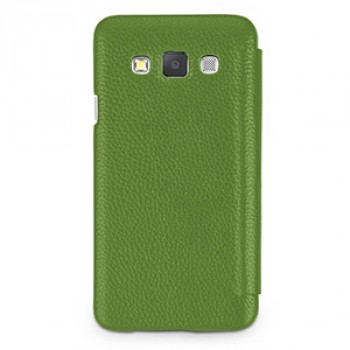 Кожаный чехол горизонтальная книжка (нат. кожа) для Samsung Galaxy A5 Зеленый