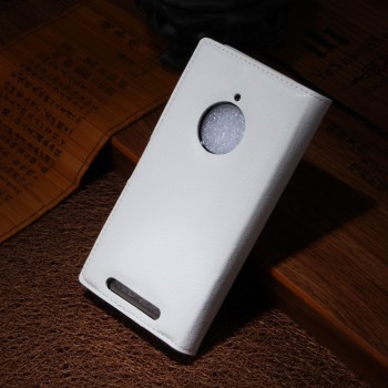 Чехол портмоне подставка зернистой текстуры с защелкой для Nokia Lumia 830 Белый