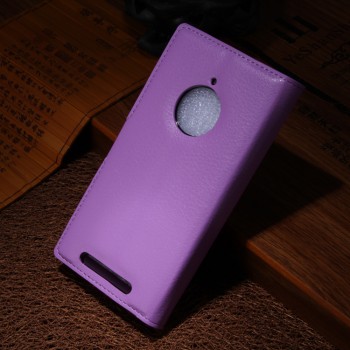 Чехол портмоне подставка зернистой текстуры с защелкой для Nokia Lumia 830 Фиолетовый