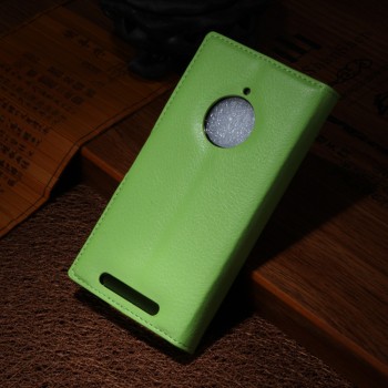 Чехол портмоне подставка зернистой текстуры с защелкой для Nokia Lumia 830 Зеленый