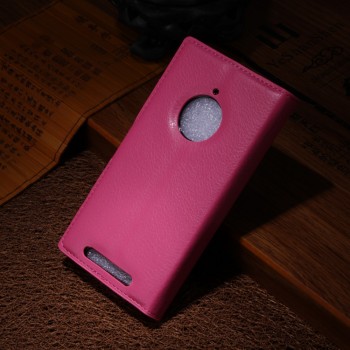 Чехол портмоне подставка зернистой текстуры с защелкой для Nokia Lumia 830 Пурпурный