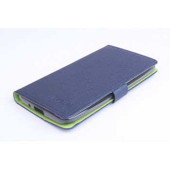 Текстурный чехол портмоне подставка с внутренними слотами и защелкой для Asus Zenfone 2 Синий