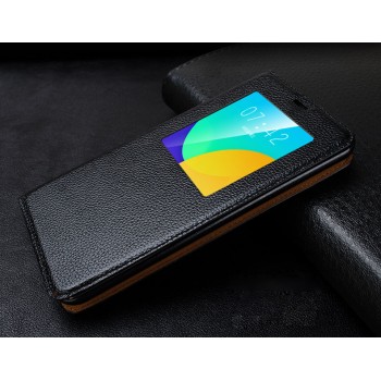 Кожаный прошитый чехол смарт флип с окном вызова серия Colors для Meizu MX4 Pro Черный