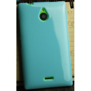 Силиконовый глянцевый непрозрачный чехол для Nokia X2 Голубой