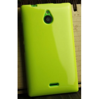 Силиконовый глянцевый непрозрачный чехол для Nokia X2 Зеленый