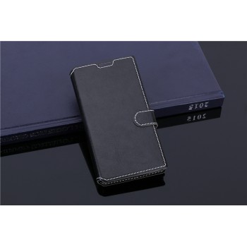 Чехол портмоне подставка с прошивкой и магнитной защелкой на пластиковой основе для ZTE Blade G Lux Черный