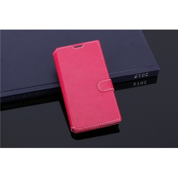 Чехол портмоне подставка с прошивкой и магнитной защелкой на пластиковой основе для ZTE Blade G Lux Пурпурный