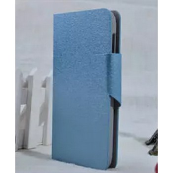 Текстурный чехол флип подставка на пластиковой основе с защелкой для Lenovo A859 Ideaphone Голубой