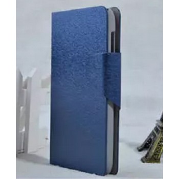 Текстурный чехол флип подставка на пластиковой основе с защелкой для Lenovo A859 Ideaphone Синий