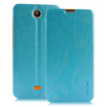 Текстурный чехол флип подставка на присоске для Microsoft Lumia 430 Dual SIM Голубой
