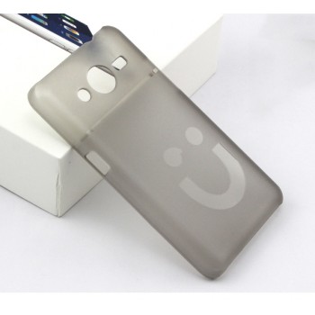 Пластиковый матовый полупрозрачный дизайнерский чехол Smile для Samsung Galaxy Core 2 Черный