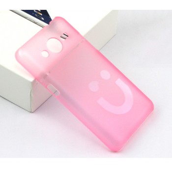 Пластиковый матовый полупрозрачный дизайнерский чехол Smile для Samsung Galaxy Core 2 Розовый