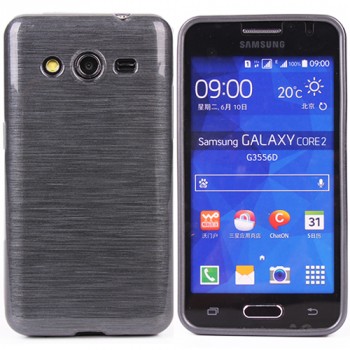 Силиконовый непрозрачный чехол текстура Металл для Samsung Galaxy Core 2 Черный