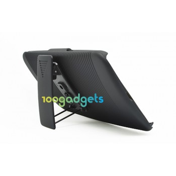 Антиударный поликарбонатный чехол с независимым защитным модулем для экрана на клипсе под ремень и ножкой-подставкой для Google Nexus 6