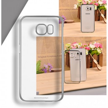 Пластиковый чехол с металлическим напылением бампера и транспарентной поверхностью для Samsung Galaxy S6 Белый