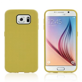 Силиконовый матовый чехол с фирменной точечной структурой для Samsung Galaxy S6 Edge Желтый