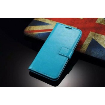Глянцевый чехол портмоне подставка с защелкой на силиконовой основе для Samsung Galaxy S6 Edge Голубой