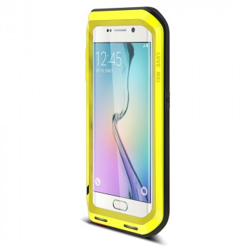 Эксклюзивный антиударный пылевлагозащищенный гибридный чехол силикон/металл для Samsung Galaxy S6 Edge Желтый