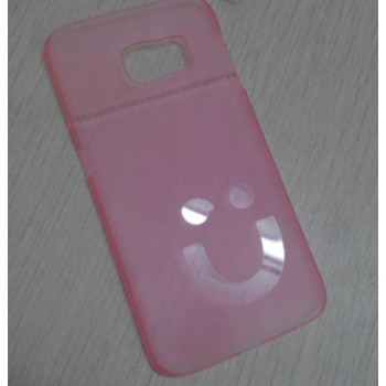 Пластиковый матовый полупрозрачный дизайнерский чехол Smile для Samsung Galaxy S6 Edge Розовый
