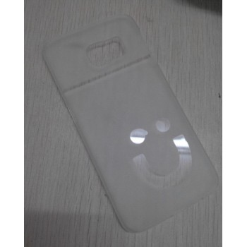 Пластиковый матовый полупрозрачный дизайнерский чехол Smile для Samsung Galaxy S6 Edge Белый