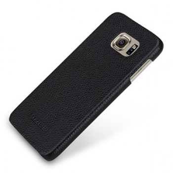Кожаный чехол накладка (нат. кожа) для Samsung Galaxy S6 Черный