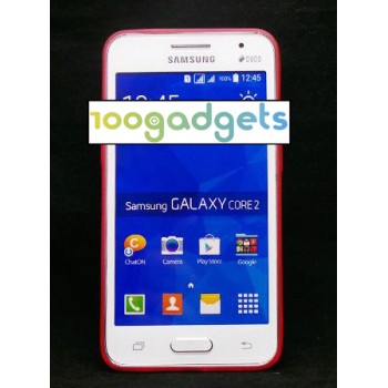 Гибридный транспарентный флуоресцентный чехол силикон/поликарбонат для Samsung Galaxy Core 2 Красный