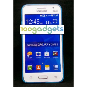 Гибридный транспарентный флуоресцентный чехол силикон/поликарбонат для Samsung Galaxy Core 2 Голубой