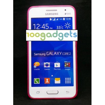 Гибридный транспарентный флуоресцентный чехол силикон/поликарбонат для Samsung Galaxy Core 2 Пурпурный