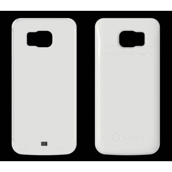 Пластиковый чехол накладка/экстра аккумулятор (4200 мАч) с индикаторами заряда и встроенной ножкой-подставкой для Samsung Galaxy S6 Белый
