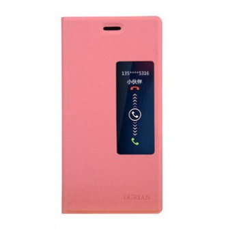 Чехол флип с окном вызова для Huawei Ascend P7 Розовый