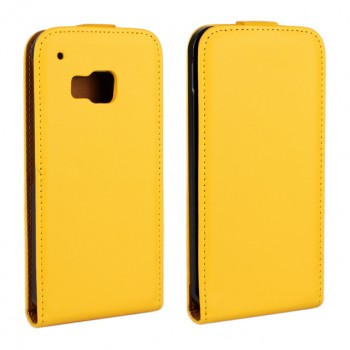 Чехол вертикальная книжка на пластиковой основе с магнитной защелкой для HTC One M9 Желтый