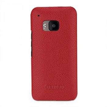 Кожаный чехол накладка (нат. кожа) серия Back Cover для HTC One M9 Красный