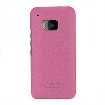 Кожаный чехол накладка (нат. кожа) серия Back Cover для HTC One M9 Розовый