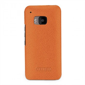 Кожаный чехол накладка (нат. кожа) серия Back Cover для HTC One M9 Оранжевый