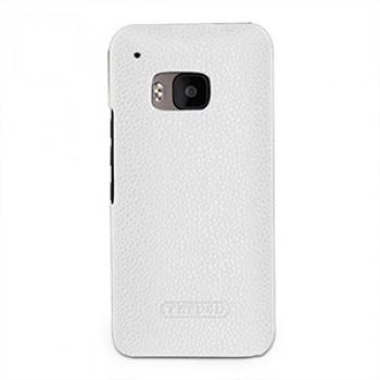 Кожаный чехол накладка (нат. кожа) серия Back Cover для HTC One M9 Белый