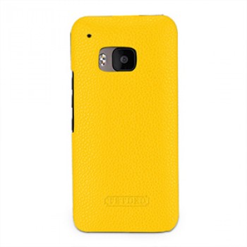 Кожаный чехол накладка (нат. кожа) серия Back Cover для HTC One M9 Желтый