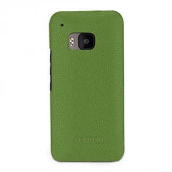 Кожаный чехол накладка (нат. кожа) серия Back Cover для HTC One M9 Зеленый