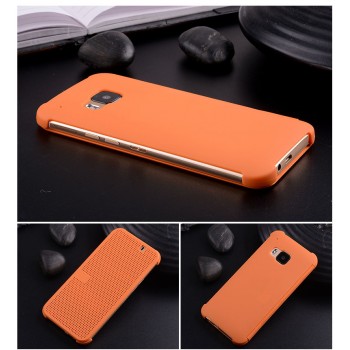 Точечный чехол смарт-флип с функциями оповещения для HTC One M9 Оранжевый