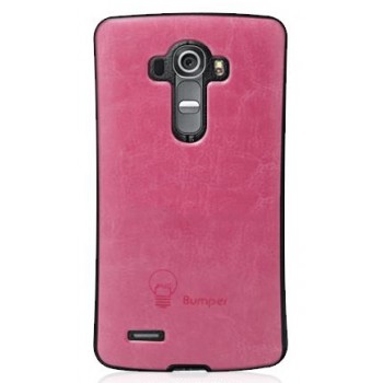 Силиконовый нескользящий чехол накладка текстура Кожа для LG G4 Розовый