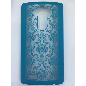 Пластиковый матовый орнаментальный чехол для LG G4 Голубой