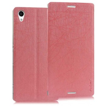 Текстурный чехол флип подставка на присоске для Sony Xperia M4 Aqua Розовый