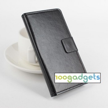 Чехол портмоне подставка из гладкой кожи на силиконовой основе с магнитной защелкой для LG Magna Черный