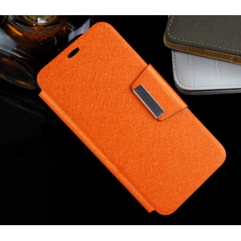 Текстурный чехол флип подставка на силиконовой основе с магнитной защелкой для Asus Zenfone 2 Оранжевый